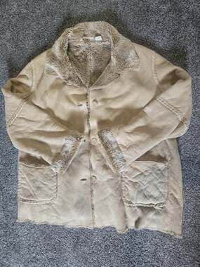 st. John's bay fur lined suede coat